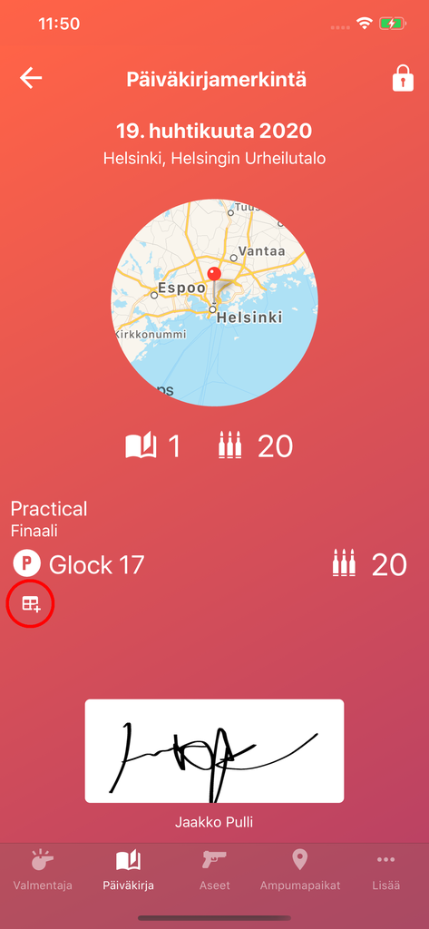 Pistekirjanpidon lisääminen on nyt mahdollista myös ampumapäiväkirjamerkinnän allerkirjoittamisen jälkeen Pistekirjanpidon lisääminen on nyt mahdollista myös ampumapäiväkirjamerkinnän allerkirjoittamisen jälkeen